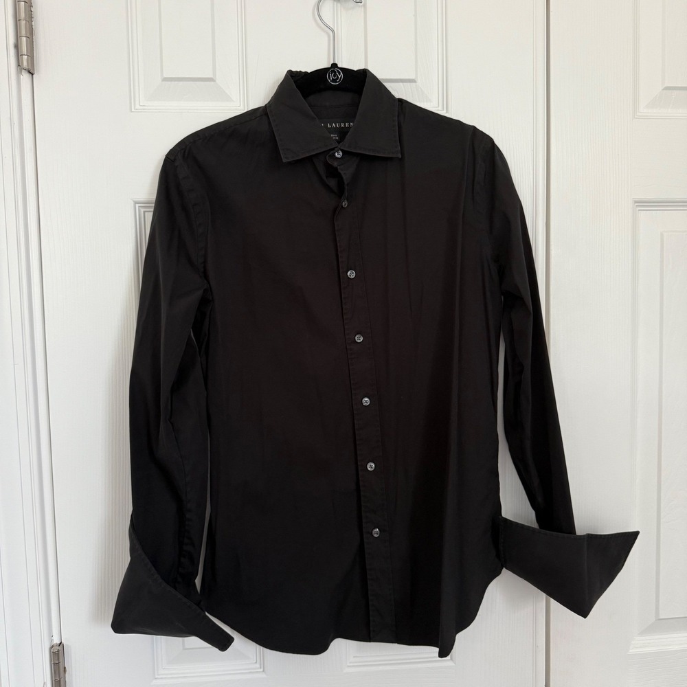 Ralph Lauren Black Label Women Black Elongated Sleeve Shirt Minimalist WNs 6 EUC - Picture 2 of 13